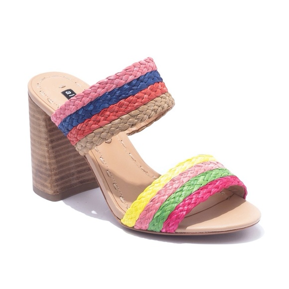 Alice + Olivia Leeda Rainbow Raffia Block Heels - Picture 5 of 5